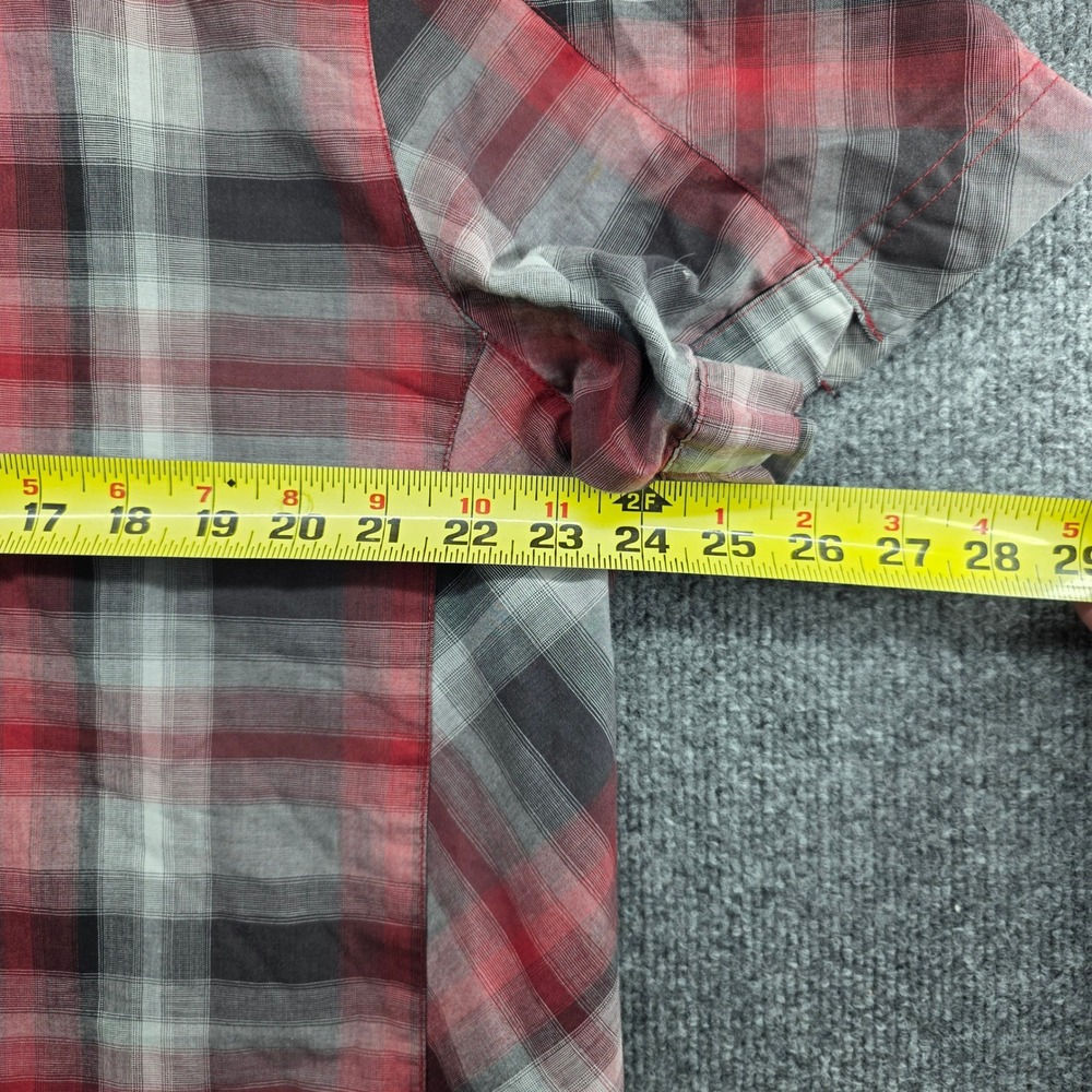 Mountain Hardwear Mens Red Plaid Western Snap Short Sleeve Shirt OM4664 Large - Picture 8 of 9